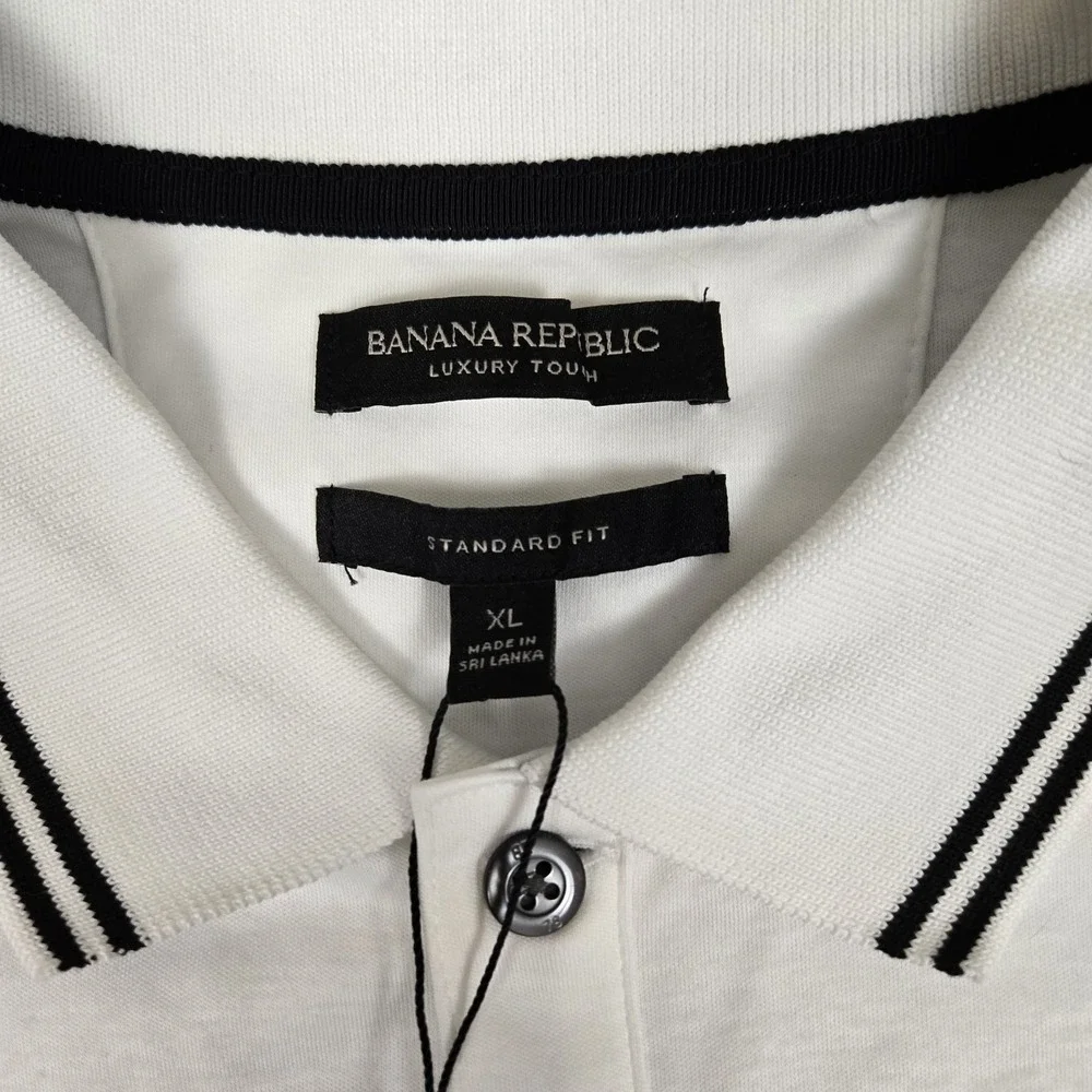 Banana Republic Luxury Touch Performance Polo Mens XL White Standard Fit NWT